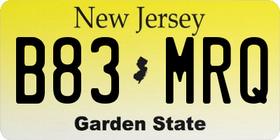 NJ license plate B83MRQ