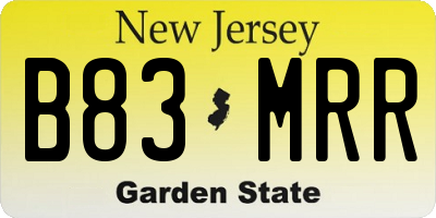 NJ license plate B83MRR