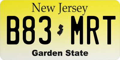 NJ license plate B83MRT