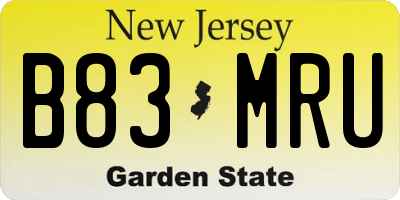 NJ license plate B83MRU