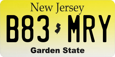 NJ license plate B83MRY