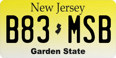 NJ license plate B83MSB
