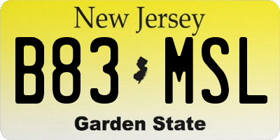 NJ license plate B83MSL
