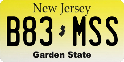 NJ license plate B83MSS