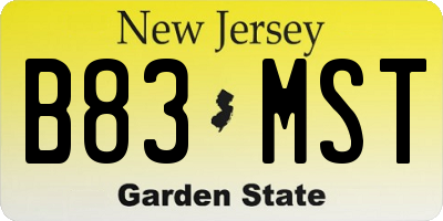 NJ license plate B83MST