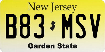 NJ license plate B83MSV