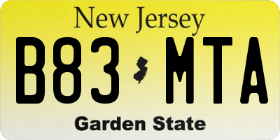 NJ license plate B83MTA