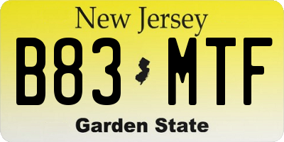 NJ license plate B83MTF