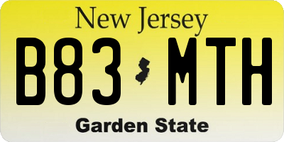 NJ license plate B83MTH