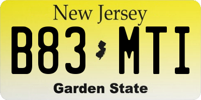 NJ license plate B83MTI