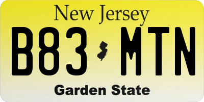 NJ license plate B83MTN