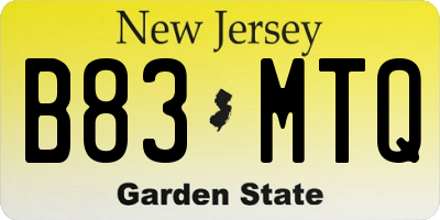 NJ license plate B83MTQ