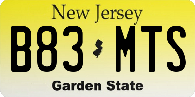 NJ license plate B83MTS
