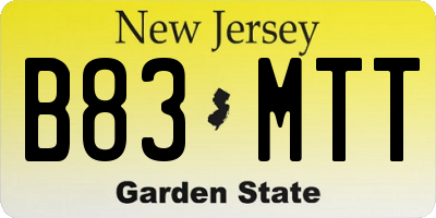 NJ license plate B83MTT