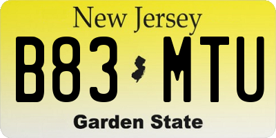 NJ license plate B83MTU