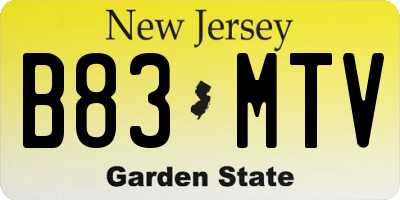 NJ license plate B83MTV
