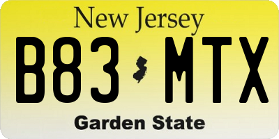 NJ license plate B83MTX