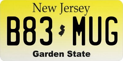 NJ license plate B83MUG