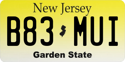 NJ license plate B83MUI