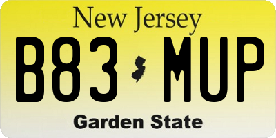 NJ license plate B83MUP