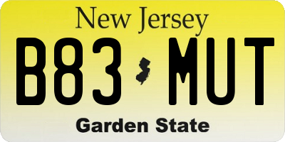 NJ license plate B83MUT
