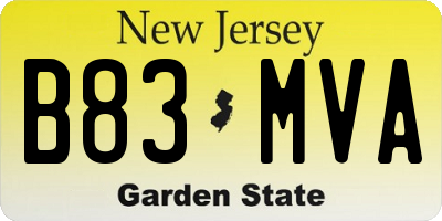 NJ license plate B83MVA