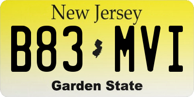 NJ license plate B83MVI