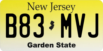 NJ license plate B83MVJ