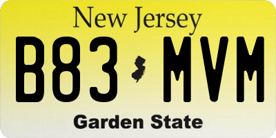 NJ license plate B83MVM