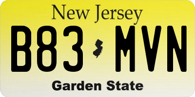 NJ license plate B83MVN