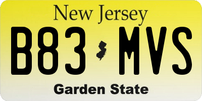 NJ license plate B83MVS