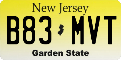 NJ license plate B83MVT