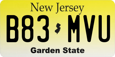 NJ license plate B83MVU