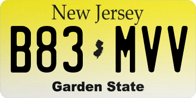 NJ license plate B83MVV