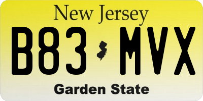 NJ license plate B83MVX