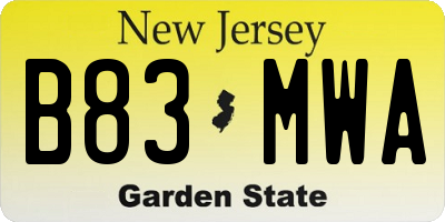NJ license plate B83MWA