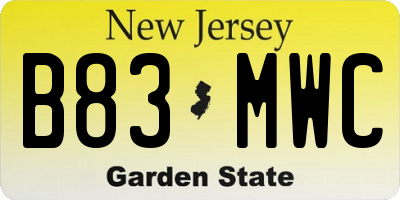 NJ license plate B83MWC