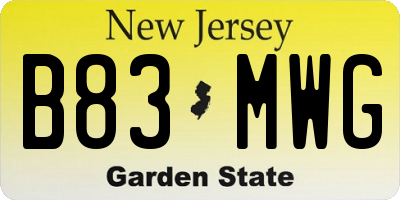 NJ license plate B83MWG