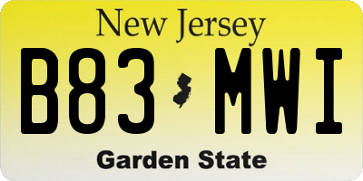 NJ license plate B83MWI