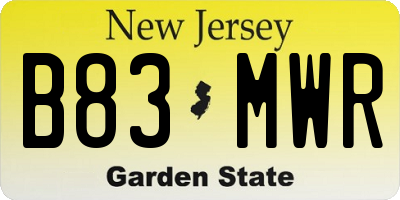 NJ license plate B83MWR