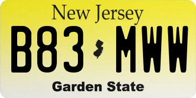NJ license plate B83MWW