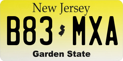 NJ license plate B83MXA
