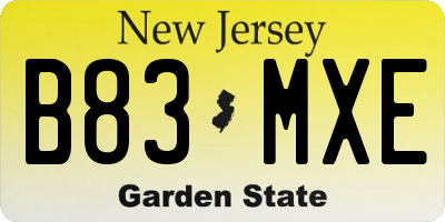 NJ license plate B83MXE