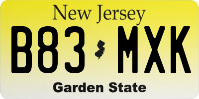 NJ license plate B83MXK