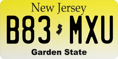 NJ license plate B83MXU