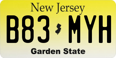 NJ license plate B83MYH
