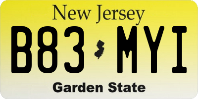 NJ license plate B83MYI