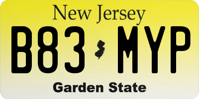 NJ license plate B83MYP