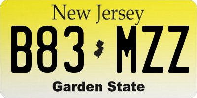 NJ license plate B83MZZ