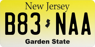 NJ license plate B83NAA